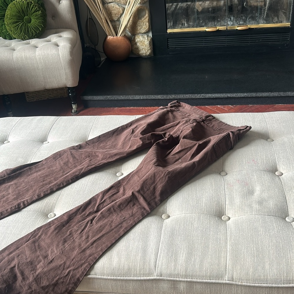 J Galt Brandy Melville Brown Flare Pants Size Small - Picture 8 of 8